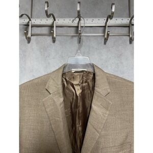 Ralph Lauren Blazer Men 46R Beige Linen Blend 2B Flannel Career Coat Jacket Luxe